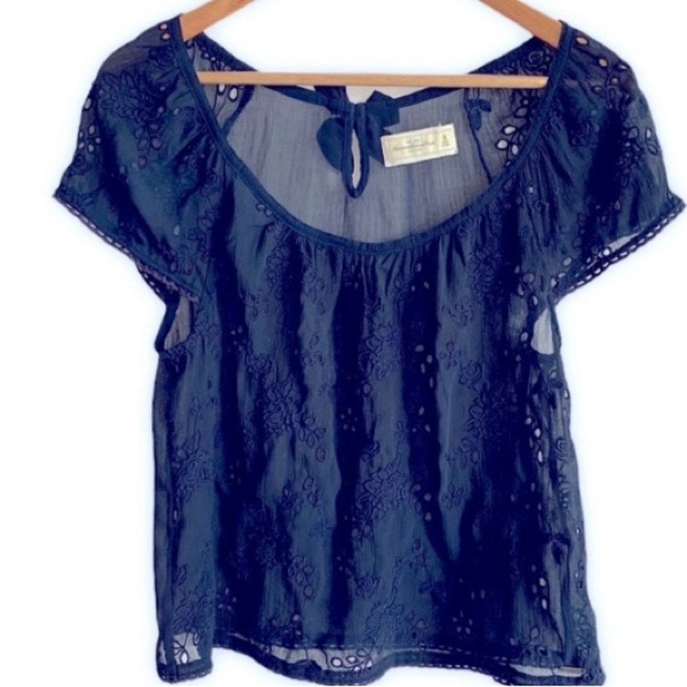 Abercrombie & Fitch Navy Lace Women Top Sz M